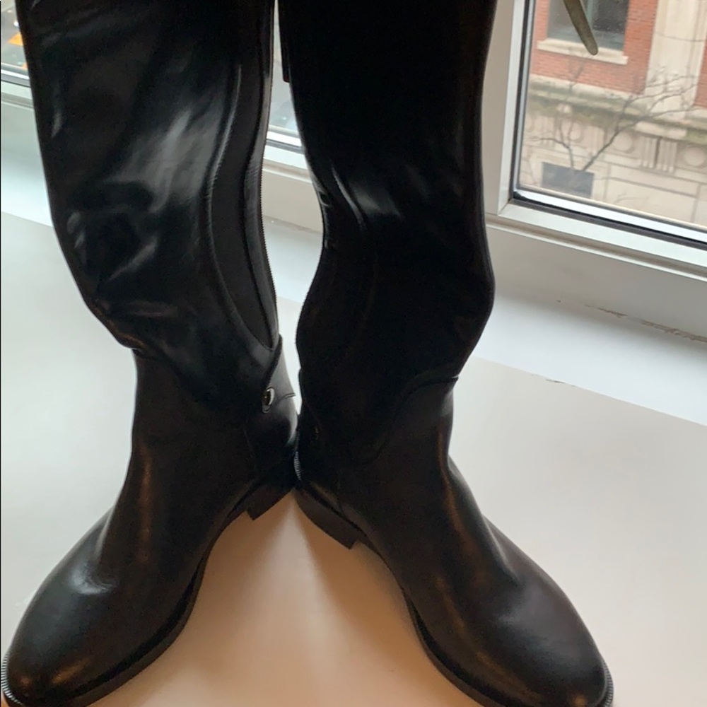 Stunning soft black leather extended calf boots